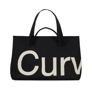 Black and Cream Curvy Logo Tote Bag